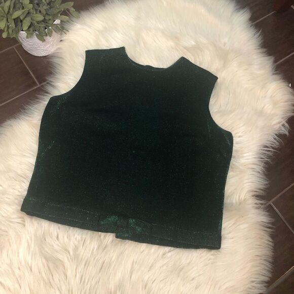 Hunters green/black shimmer sleeveless blouse - Picture 1 of 8